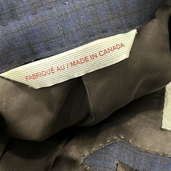 Samuelsohn for Harry Rosen Men’s 2-Button Super 130’s Wool Navy Check Blazer 44T - Picture 16 of 17